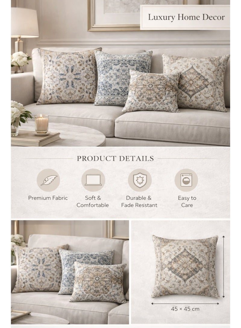 طقم أغطية وسائد ديكورية عصرية 4 قطع مقاس 45 × 45 سم (18 × 18 إنش) | وسائد كنب لغرفة المعيشة والسيارة والسرير - Image 2